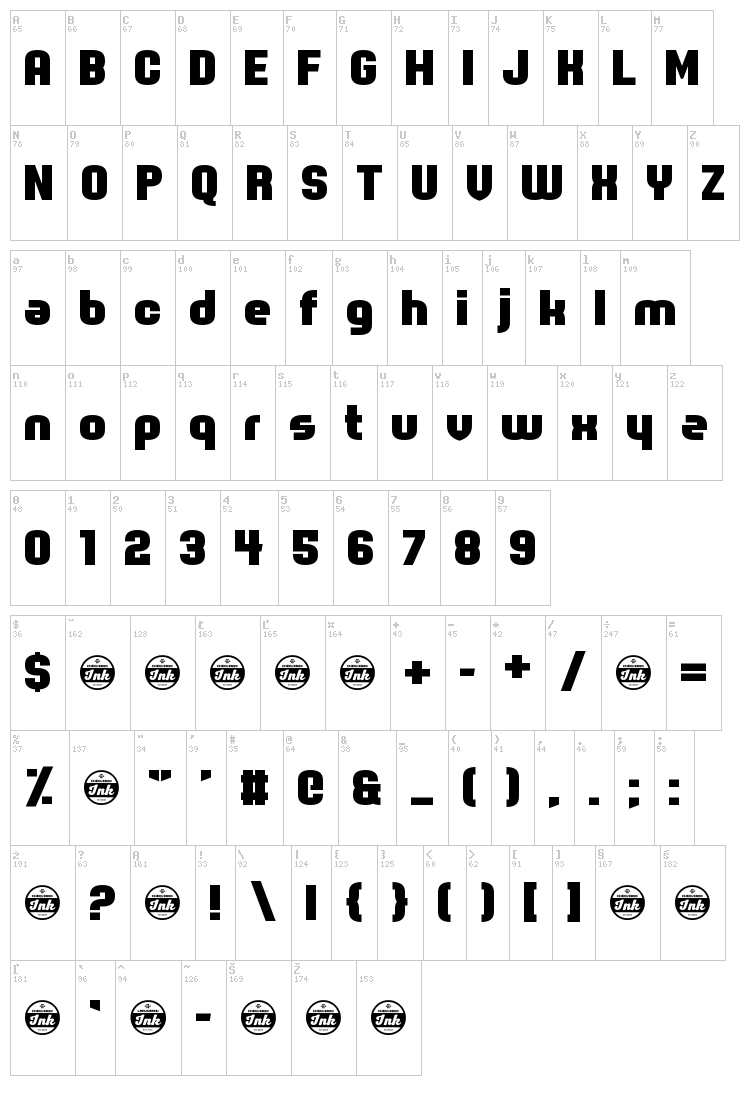 Spot Monkey font map